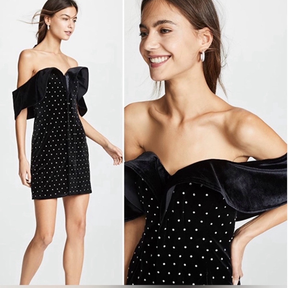SELF-PORTRAIT Off-The-Shoulder Velvet Mini Dress